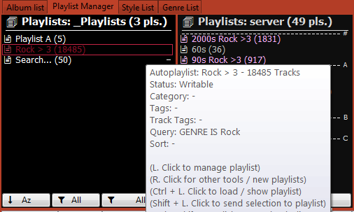 Screenshot of a `Playlist Manager